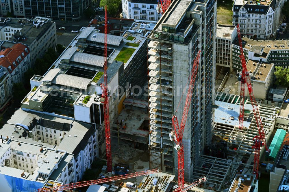 Berlin from above - Construction site for reconstruction and modernization and renovation of an office and commercial building Fuerst in the district Charlottenburg in Berlin, Germany