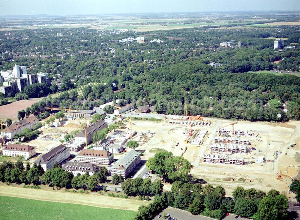 Köln - Junkersdorf from the bird's eye view: Umbau der ehem. belgischen Garnision Köln - Junkersdorf zum Stadtwaldviertel Junkersdorf.