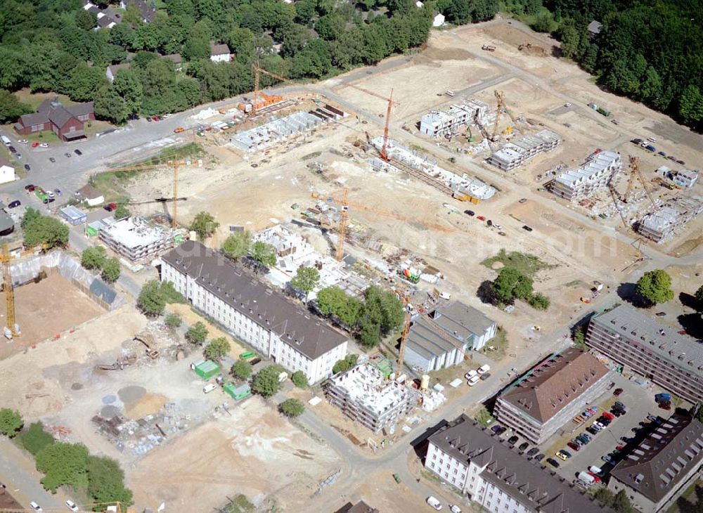 Köln - Junkersdorf from the bird's eye view: Umbau der ehem. belgischen Garnision Köln - Junkersdorf zum Stadtwaldviertel Junkersdorf.