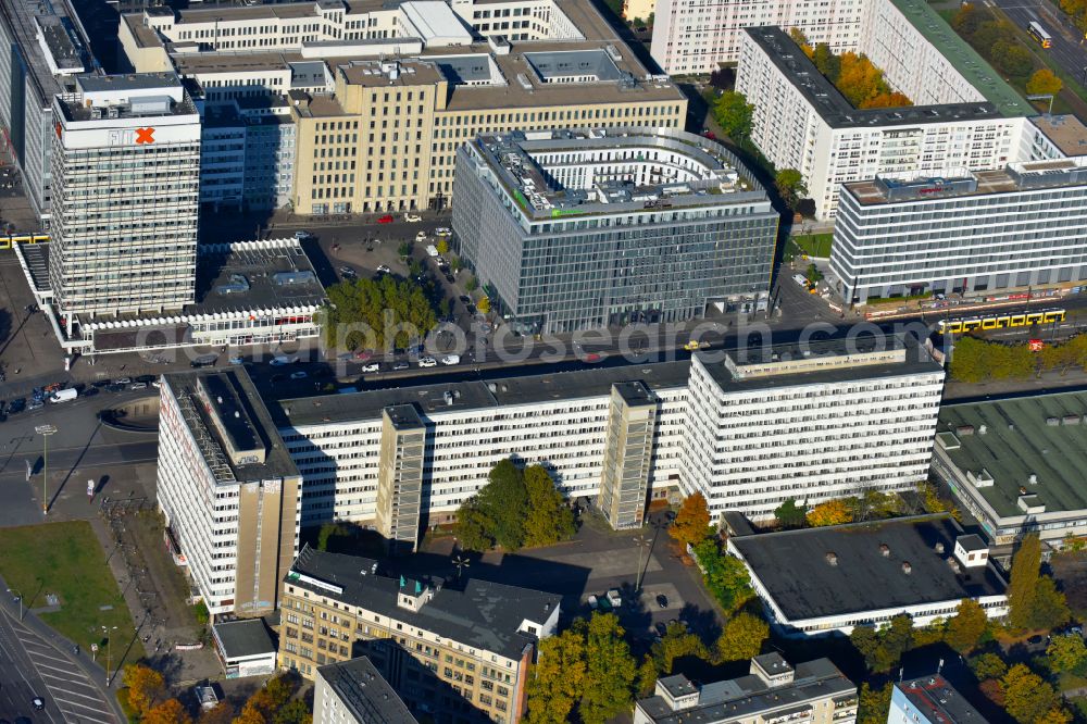 Aerial photograph Berlin - Construction site former office building and commercial building Haus der Statistics on Otto-Braun-Strasse in the Mitte district in Berlin, Germany