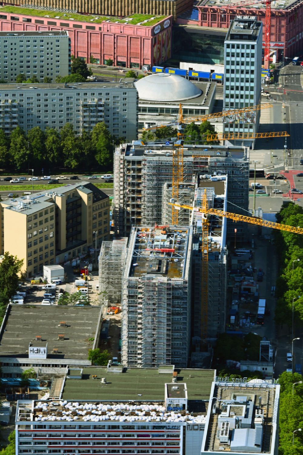 Aerial photograph Berlin - Construction site former office building and commercial building Haus der Statistics on Otto-Braun-Strasse in the Mitte district in Berlin, Germany