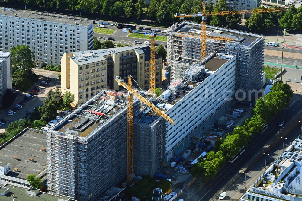 Aerial image Berlin - Construction site former office building and commercial building Haus der Statistics on Otto-Braun-Strasse in the Mitte district in Berlin, Germany