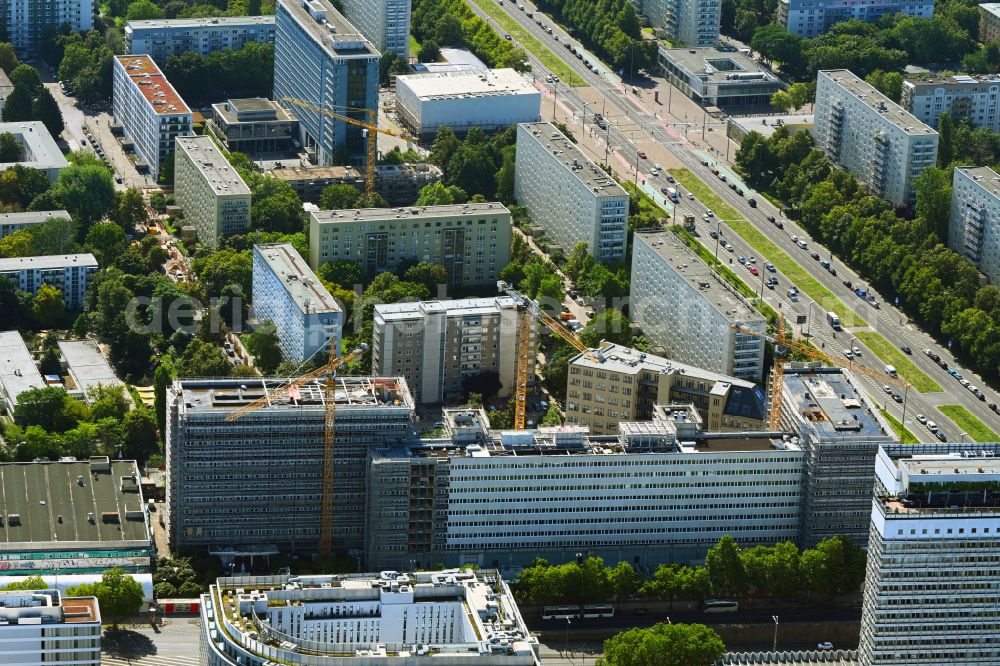 Berlin from the bird's eye view: Construction site former office building and commercial building Haus der Statistics on Otto-Braun-Strasse in the Mitte district in Berlin, Germany