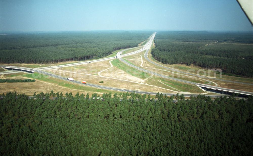 SPREEAU from above - Autobahn Dreieck Spreeau (Bundesautobahn A10)