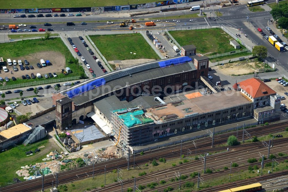 Aerial photograph Berlin - Remodeling of the building complex Postbahnhof in Berlin - Friedrichshain