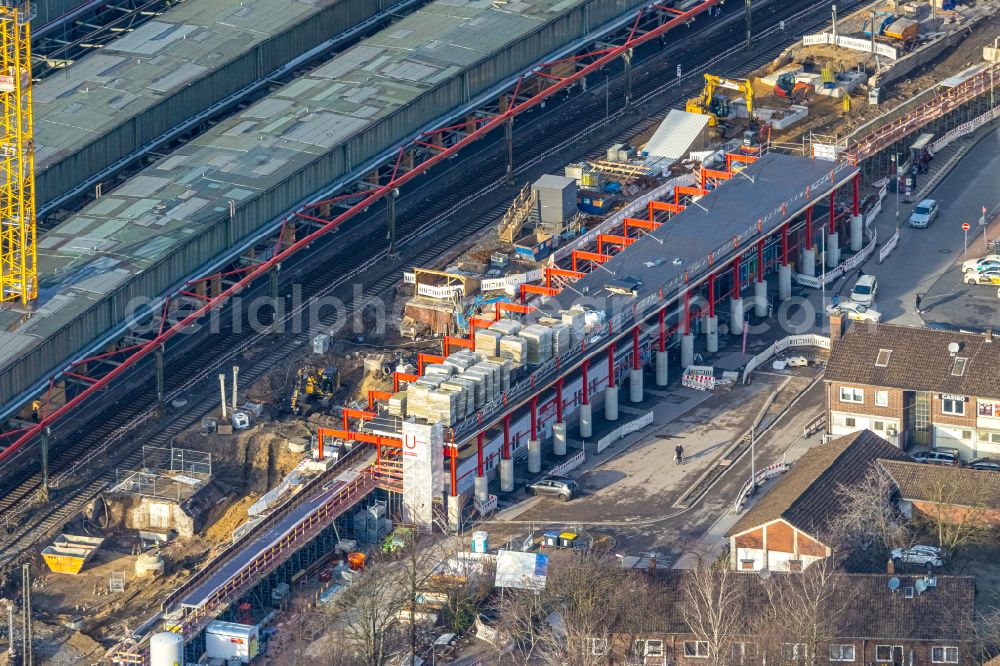 Aerial photograph Duisburg - Construction sites for the conversion of the tracks and buildings of the Deutsche Bahn main station with construction site in the district of Neudorf-Nord in Duisburg in the Ruhr area in the state of North Rhine-Westphalia