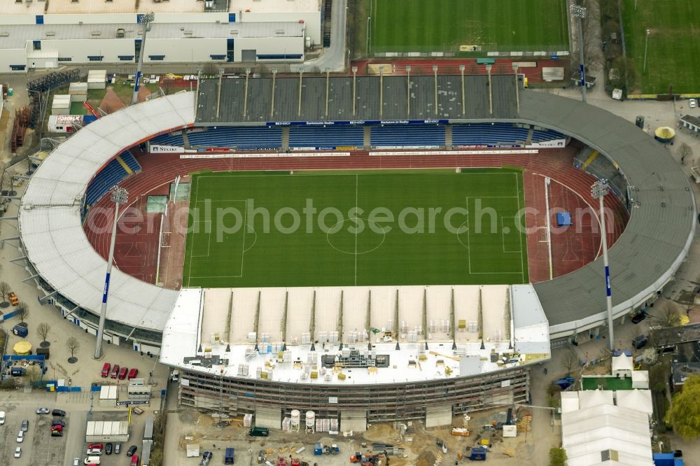 Aerial image Braunschweig - Reconstruction of the stadium in Braunschweig in Lower Saxony