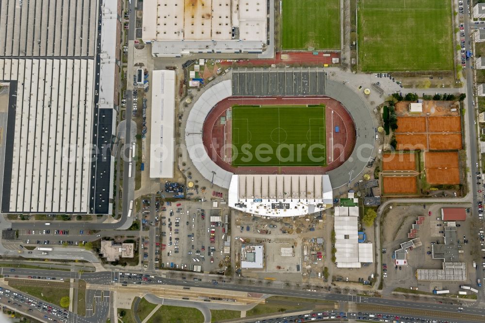 Aerial photograph Braunschweig - Reconstruction of the stadium in Braunschweig in Lower Saxony