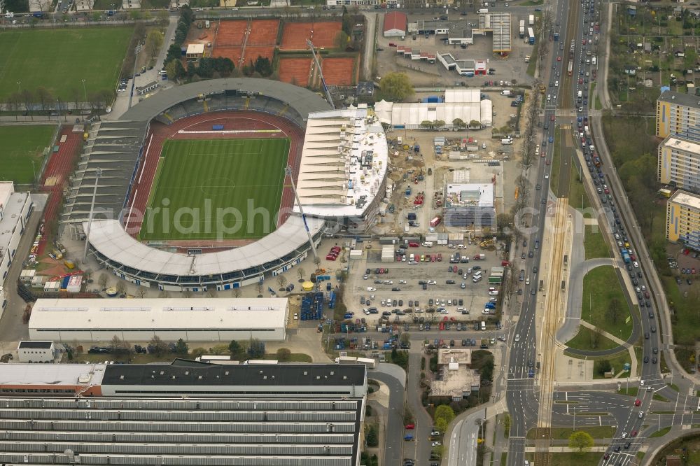 Braunschweig from above - Reconstruction of the stadium in Braunschweig in Lower Saxony