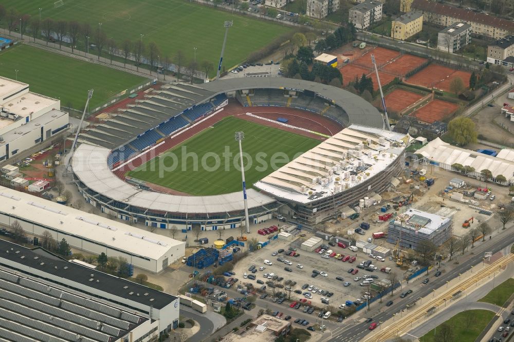 Braunschweig from the bird's eye view: Reconstruction of the stadium in Braunschweig in Lower Saxony