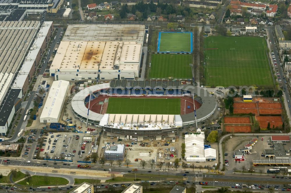 Braunschweig from above - Reconstruction of the stadium in Braunschweig in Lower Saxony