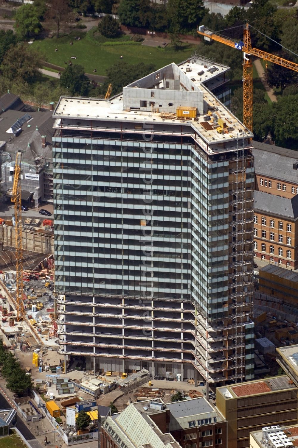 Hamburg from above - Construction site of high-rise ensemble of Emporio-Hochhaus in the district Neustadt in Hamburg, Germany