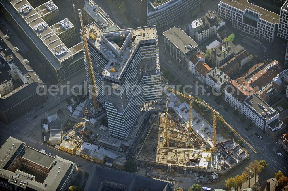 Aerial photograph Hamburg - Construction site of high-rise ensemble of Emporio-Hochhaus in the district Neustadt in Hamburg, Germany