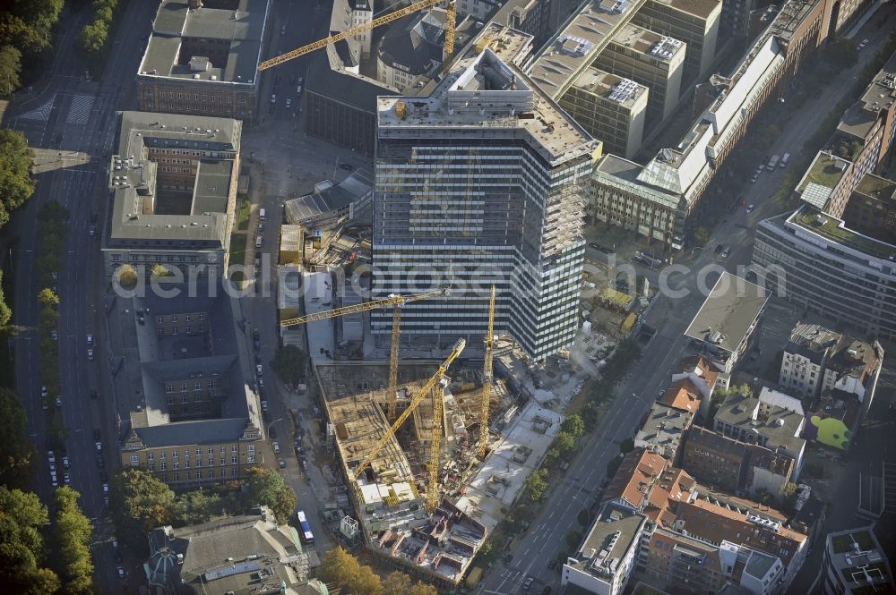 Aerial photograph Hamburg - Construction site of high-rise ensemble of Emporio-Hochhaus in the district Neustadt in Hamburg, Germany