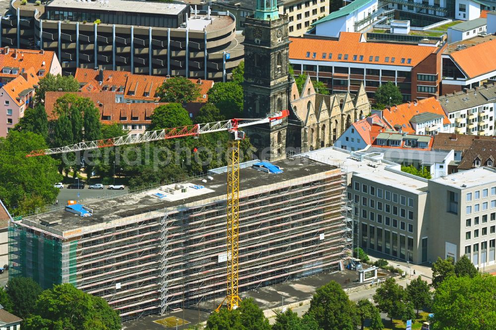 Hannover from the bird's eye view: Reconstruction and revitalization on the extension construction site of the hotel complex of the skyscraper on street Friedrichswall in Hannover in the state Lower Saxony, Germany