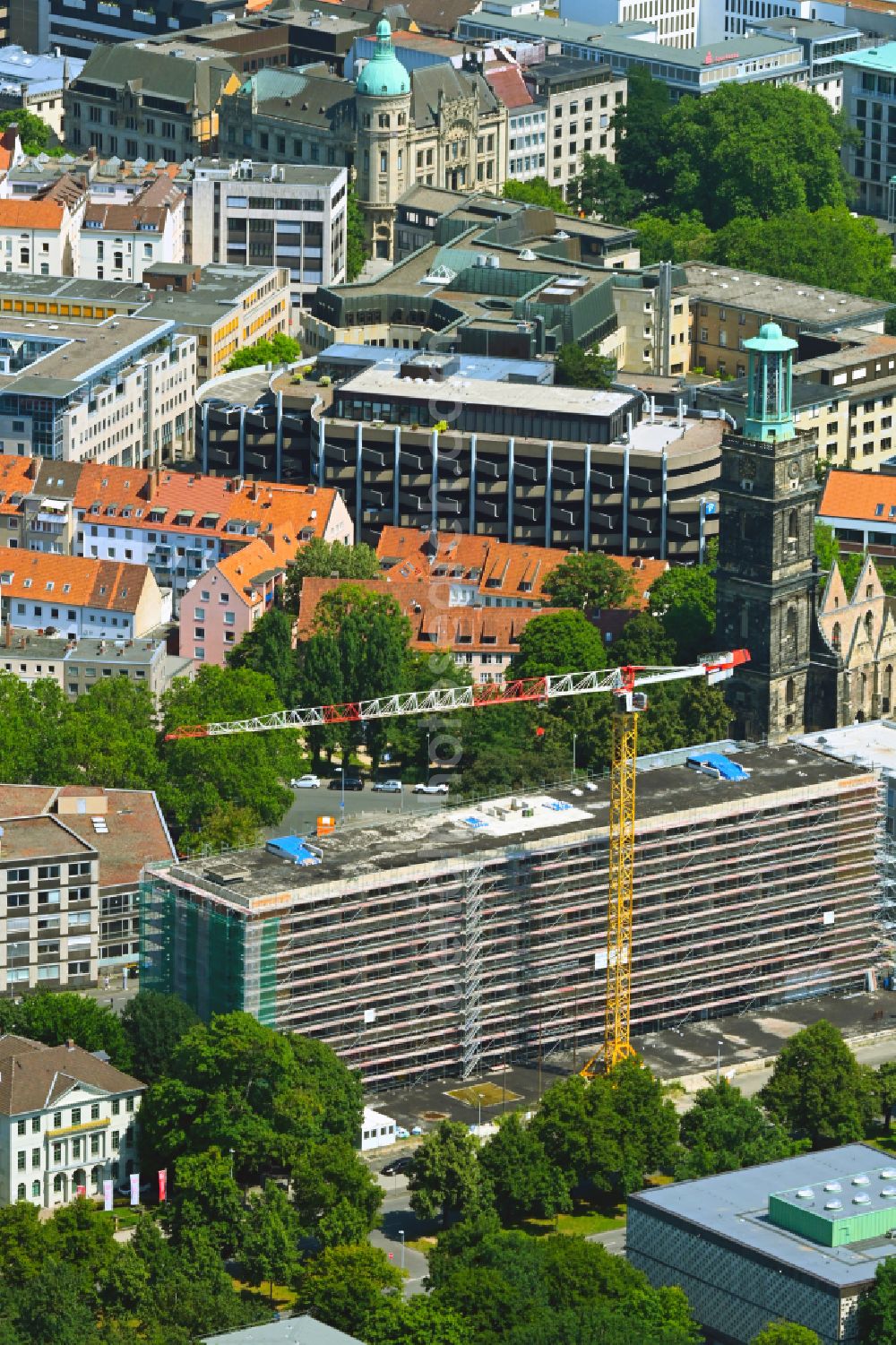 Aerial image Hannover - Reconstruction and revitalization on the extension construction site of the hotel complex of the skyscraper on street Friedrichswall in Hannover in the state Lower Saxony, Germany