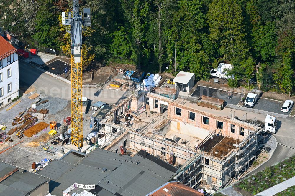 Aerial photograph Dresden - Reconstruction and revitalization on the extension construction site of the hotel complex to build on underground car park on street Bautzner Landstrasse in the district Weisser Hirsch in Dresden in the state Saxony, Germany