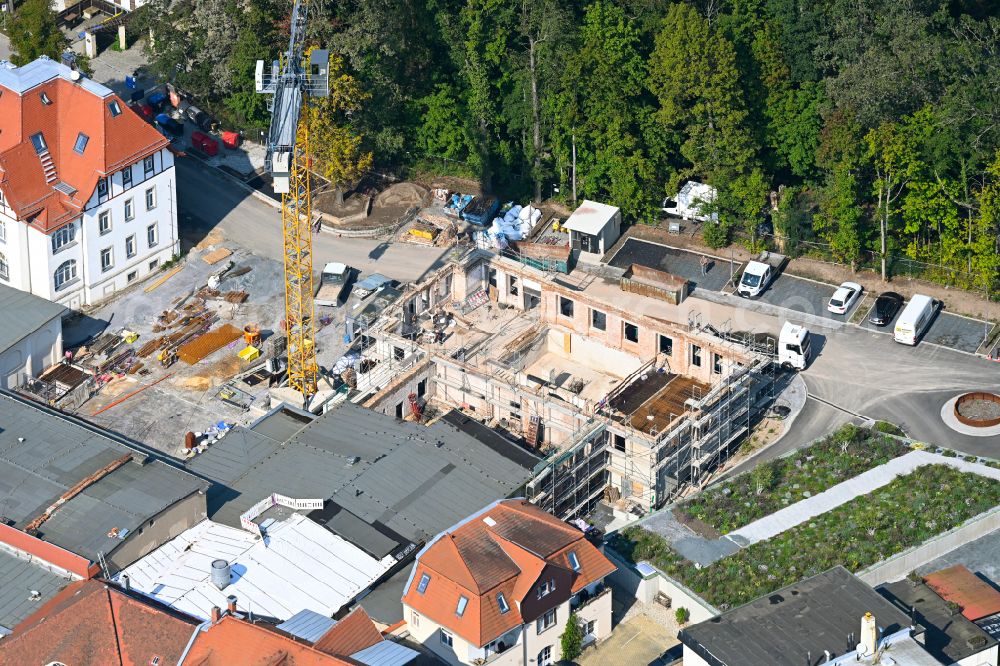 Aerial image Dresden - Reconstruction and revitalization on the extension construction site of the hotel complex to build on underground car park on street Bautzner Landstrasse in the district Weisser Hirsch in Dresden in the state Saxony, Germany