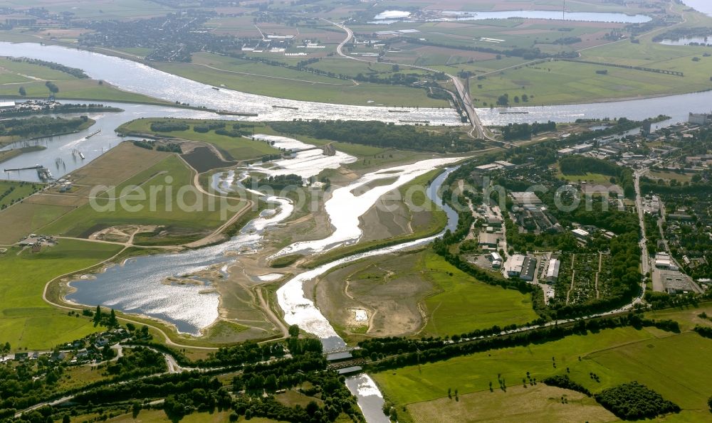 Wesel from the bird's eye view: Reconstruction of lip mouth at the Rhine near Wesel and restoration of riparian areas and near Wesel in North Rhine-Westphalia