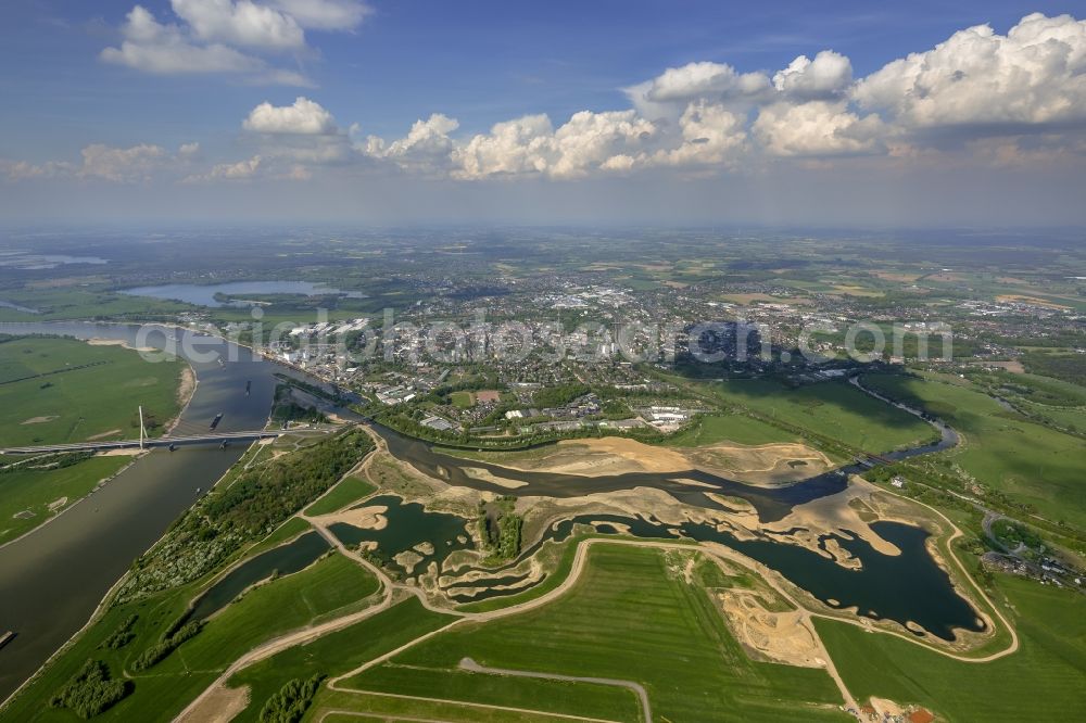 Aerial image Wesel - Reconstruction of lip mouth at the Rhine near Wesel and restoration of riparian areas and near Wesel in North Rhine-Westphalia