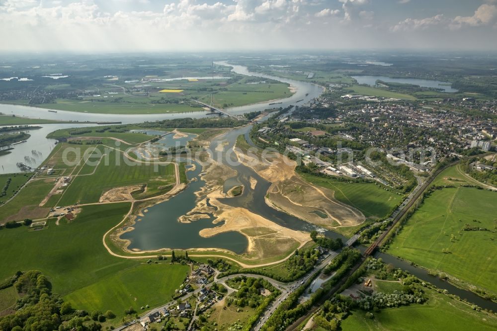 Wesel from above - Reconstruction of lip mouth at the Rhine near Wesel and restoration of riparian areas and near Wesel in North Rhine-Westphalia