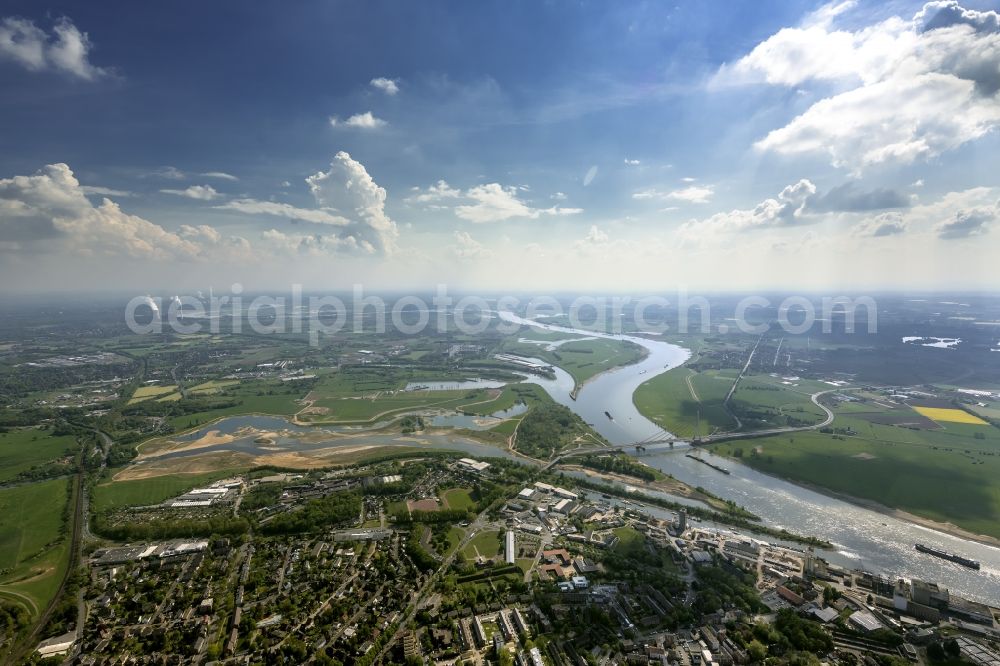 Wesel from above - Reconstruction of lip mouth at the Rhine near Wesel and restoration of riparian areas and near Wesel in North Rhine-Westphalia