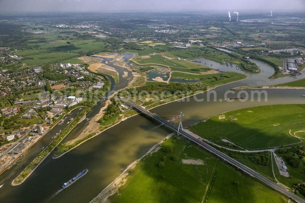 Aerial image Wesel - Reconstruction of lip mouth at the Rhine near Wesel and restoration of riparian areas and near Wesel in North Rhine-Westphalia