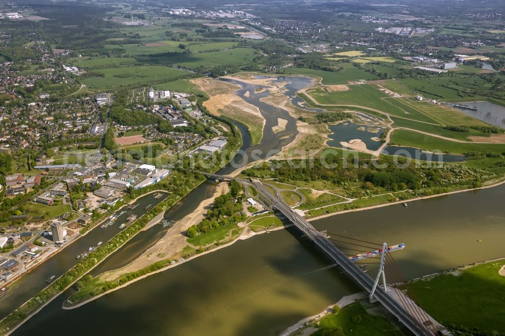 Aerial photograph Wesel - Reconstruction of lip mouth at the Rhine near Wesel and restoration of riparian areas and near Wesel in North Rhine-Westphalia