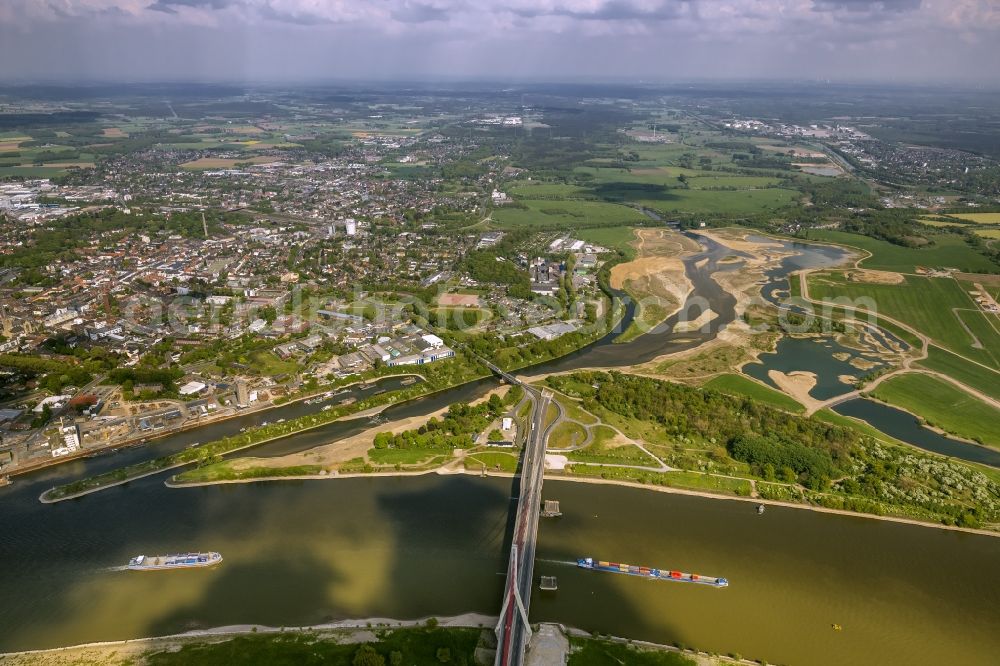 Wesel from above - Reconstruction of lip mouth at the Rhine near Wesel and restoration of riparian areas and near Wesel in North Rhine-Westphalia