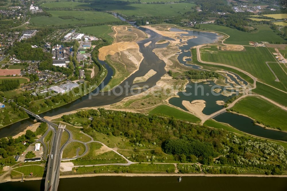 Wesel from the bird's eye view: Reconstruction of lip mouth at the Rhine near Wesel and restoration of riparian areas and near Wesel in North Rhine-Westphalia