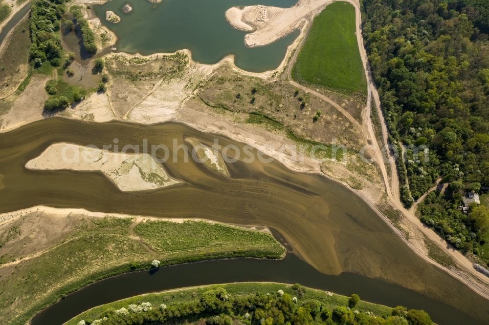 Wesel from above - Reconstruction of lip mouth at the Rhine near Wesel and restoration of riparian areas and near Wesel in North Rhine-Westphalia