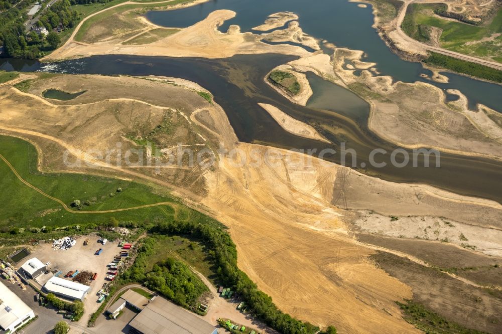 Aerial photograph Wesel - Reconstruction of lip mouth at the Rhine near Wesel and restoration of riparian areas and near Wesel in North Rhine-Westphalia