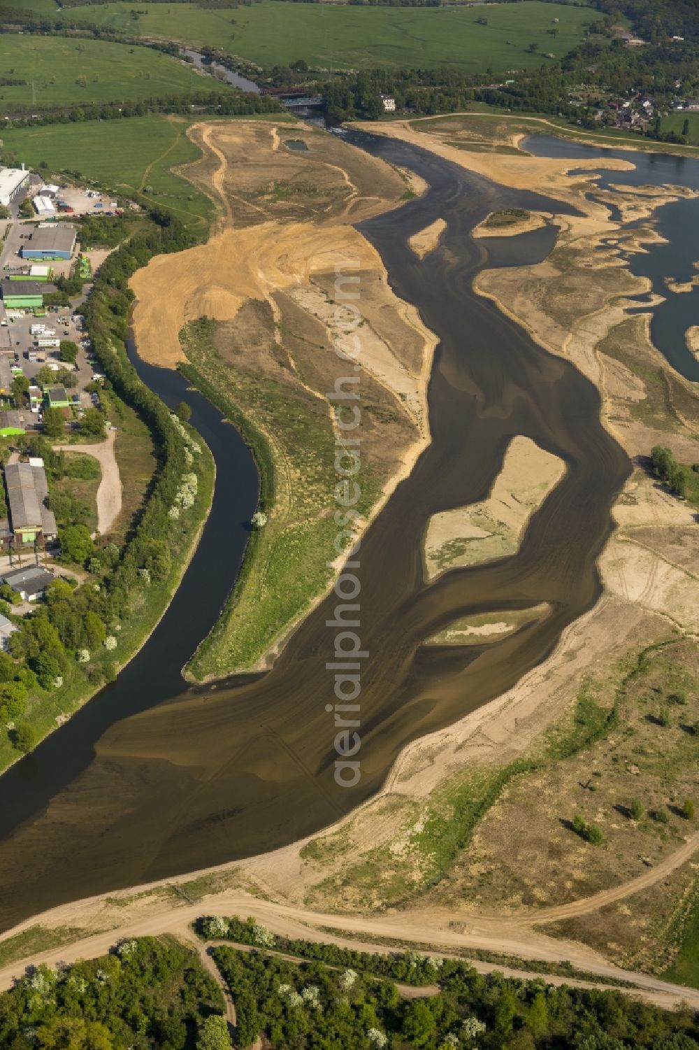 Wesel from above - Reconstruction of lip mouth at the Rhine near Wesel and restoration of riparian areas and near Wesel in North Rhine-Westphalia