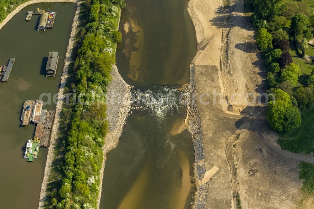 Wesel from the bird's eye view: Reconstruction of lip mouth at the Rhine near Wesel and restoration of riparian areas and near Wesel in North Rhine-Westphalia