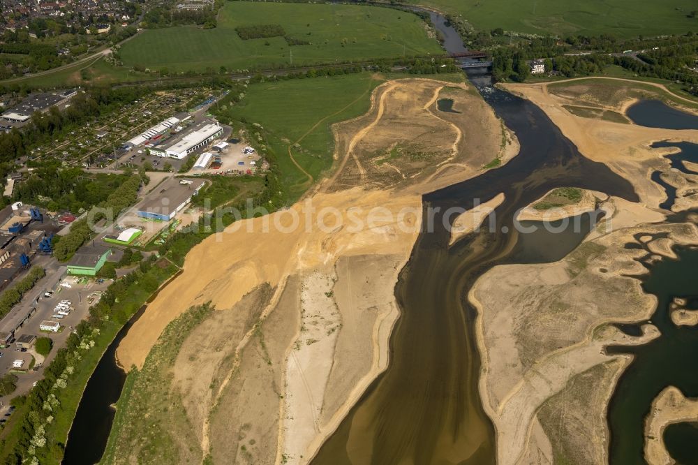 Aerial image Wesel - Reconstruction of lip mouth at the Rhine near Wesel and restoration of riparian areas and near Wesel in North Rhine-Westphalia