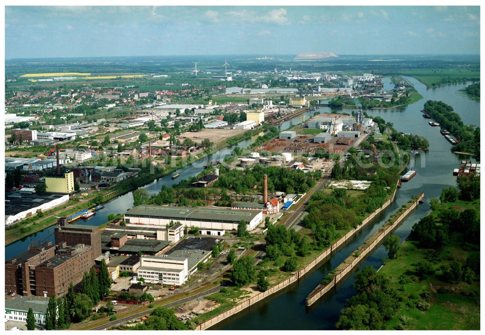 Magdeburg / Sachsen-Anhalt from the bird's eye view: Ausgleichs- und Ersatzmaßnahmen am Wasserstraßenkreuz Magdeburg / Elbe-Havel-Kanal. Ein Projekt des Wasserstraßenneubauamtes Magdeburg