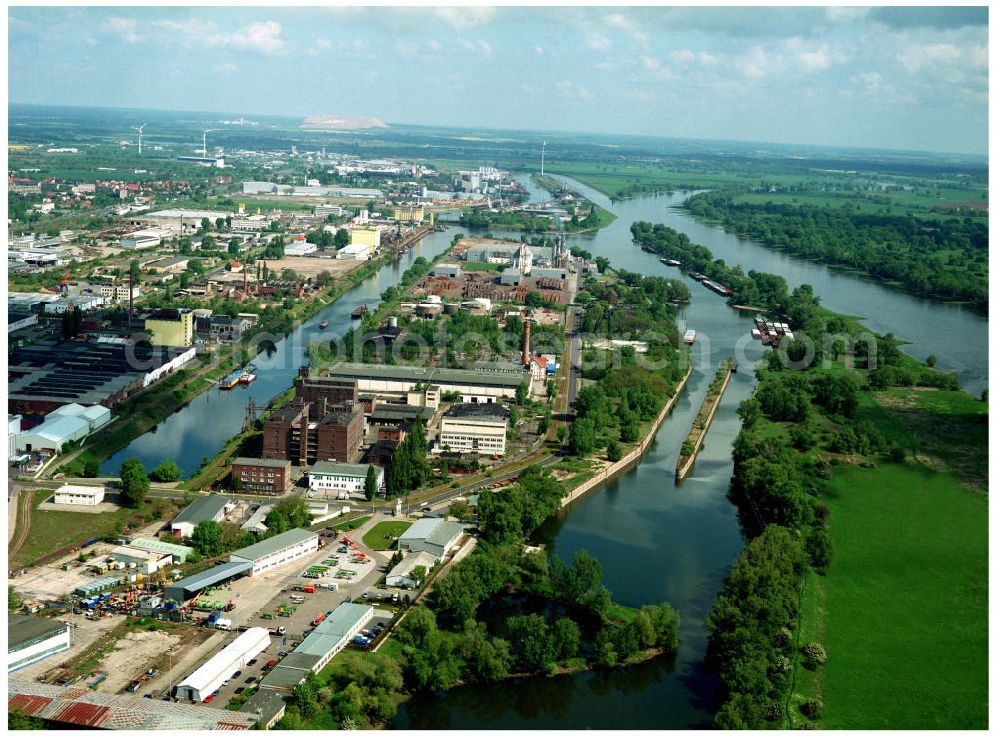 Aerial photograph Magdeburg / Sachsen-Anhalt - Ausgleichs- und Ersatzmaßnahmen am Wasserstraßenkreuz Magdeburg / Elbe-Havel-Kanal. Ein Projekt des Wasserstraßenneubauamtes Magdeburg