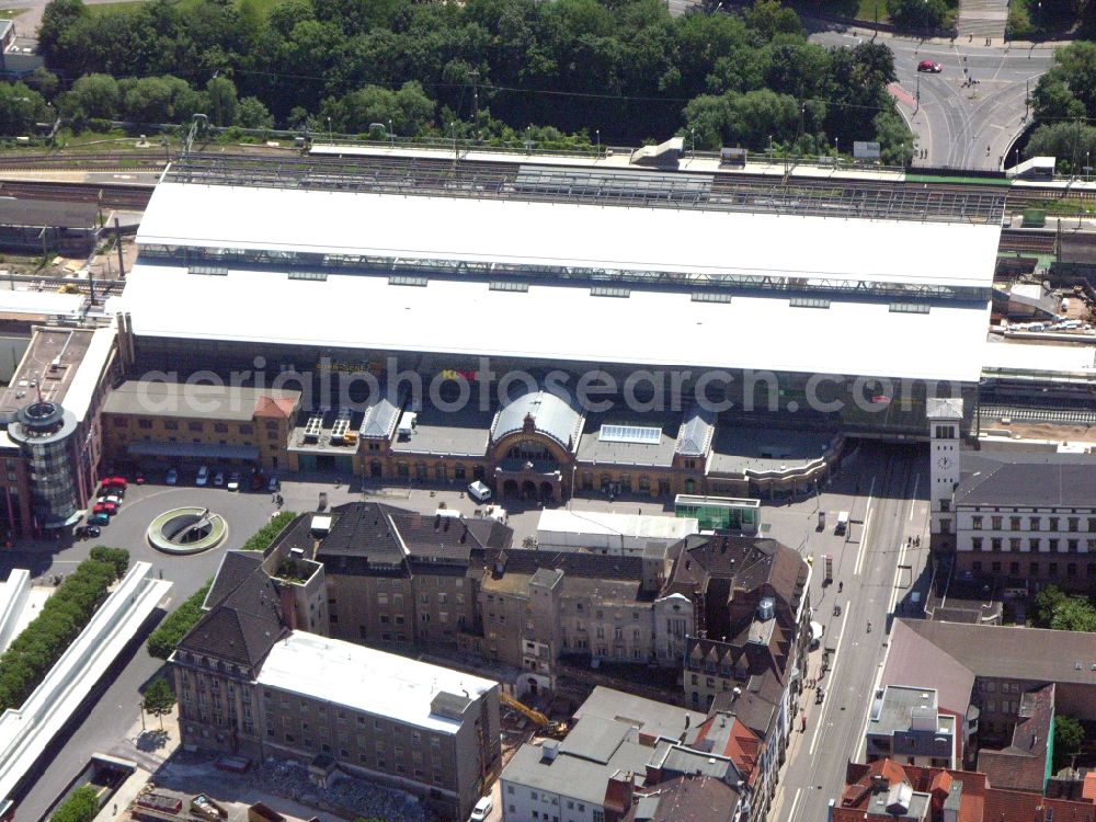 Aerial photograph Erfurt - Construction site of track progress and building of the main station of the railway in Erfurt in the state Thuringia, Germany