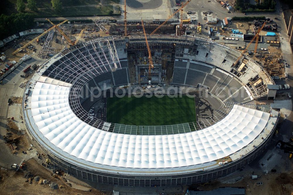 Berlin from the bird's eye view: The site of the Berlin Olypiastadion / Olymiapark Berlin during the reconstruction by WALTER BAU AG