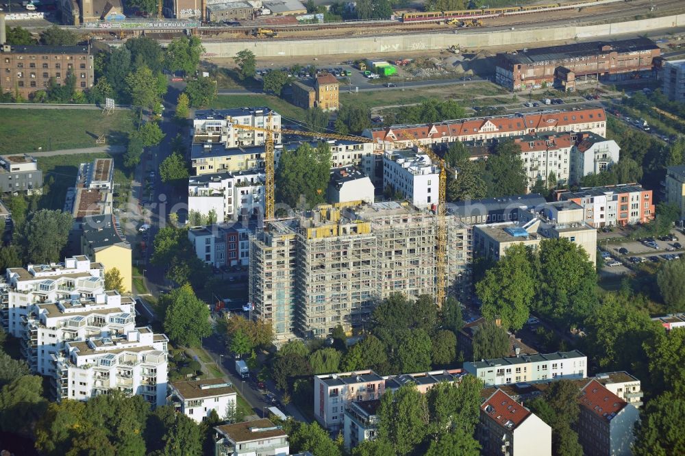 Berlin from above - View of the reconstruction of the building made with precast concrete slabs in Berlin Friedrichshain Kreuzberg