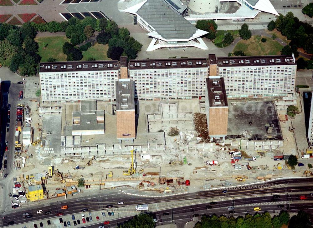 Berlin from above - Umbau der Rathauspassagen am Fuße des Berliner Fernsehturmes in Berlin - Mitte durch die WBM - Wohnungsbaugesellschaft Berlin - Mitte.