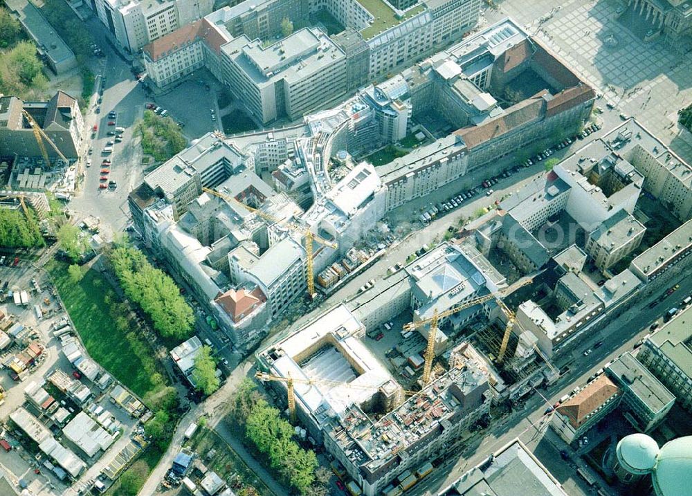 Berlin from the bird's eye view: Umbau der Repräsentanz der Deutschen Telekom und Neubau des Sendezentrums SAT 1 am Gendarmenmarkt in Berlin - Mitte.te.