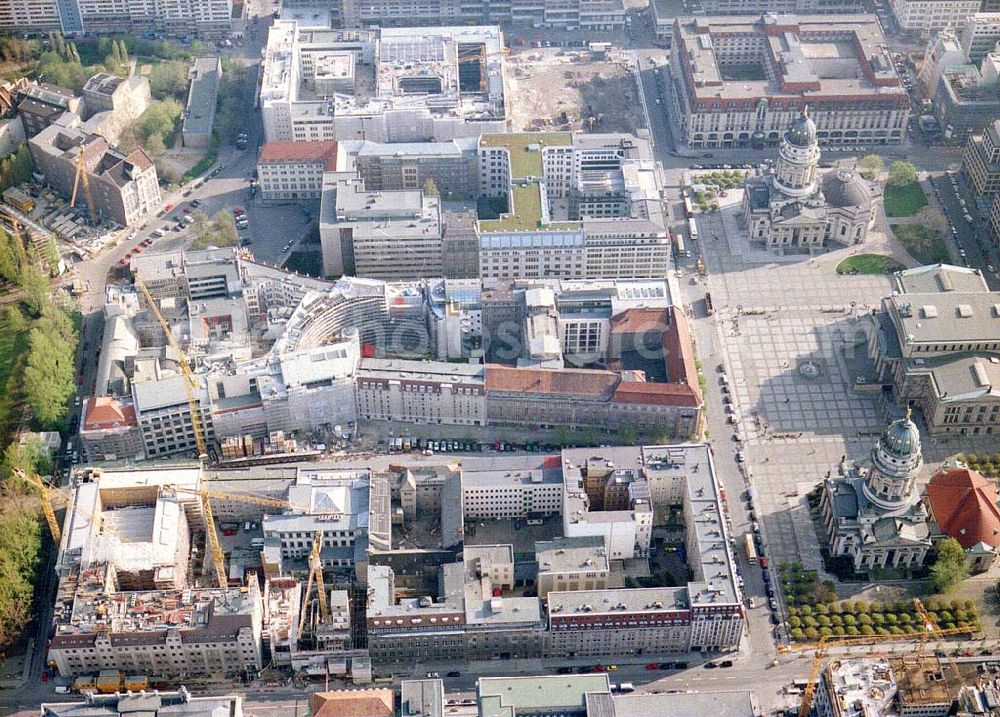 Aerial image Berlin - Umbau der Repräsentanz der Deutschen Telekom und Neubau des Sendezentrums SAT 1 am Gendarmenmarkt in Berlin - Mitte.