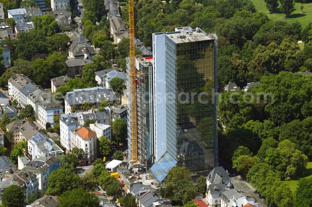 Frankfurt am Main from above - Reconstruction and new construction of high-rise building 160 PARK VIEW on Fuerstenbergerstrasse in Frankfurt in the state Hesse, Germany