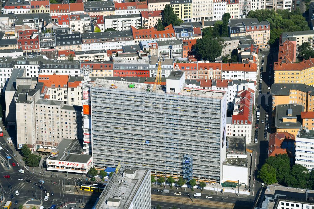 Berlin from above - Reconstruction and new construction of high-rise building Pressehaus on Alexanderplatz, dem ehemaligen Berliner Verlagshaus in the district Mitte in Berlin, Germany