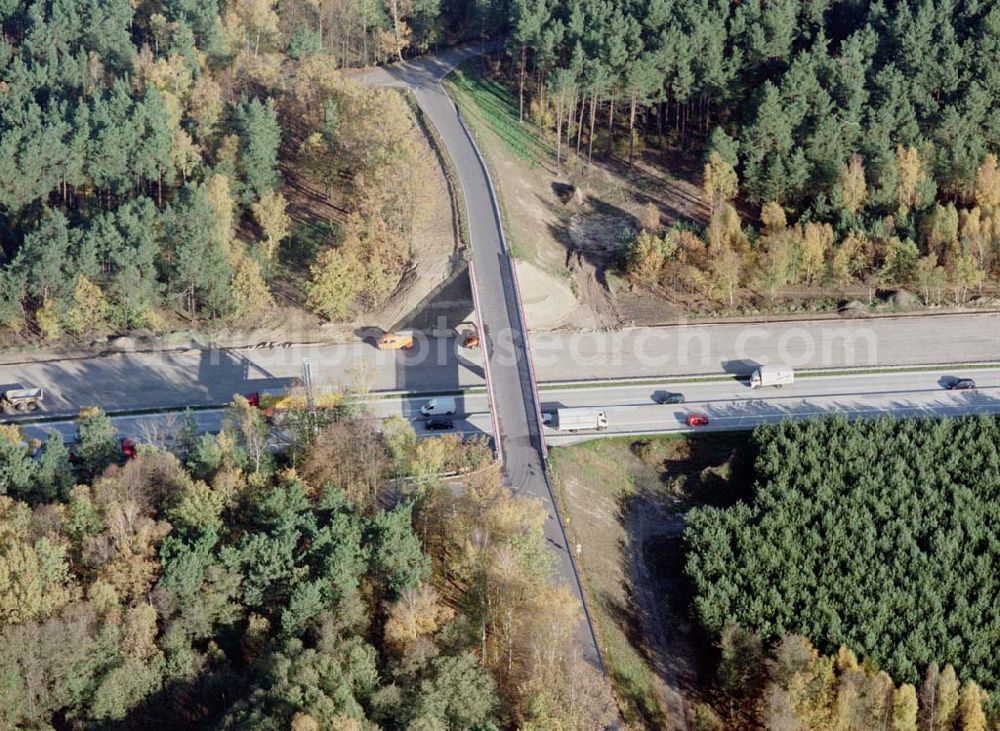 Zernsdorf / Brandenburg from above - Umbau des südlichen Berliner Ringes bei Zernsdorf - ein Projekt der SCHÄLERBAU BERLIN GmbH.