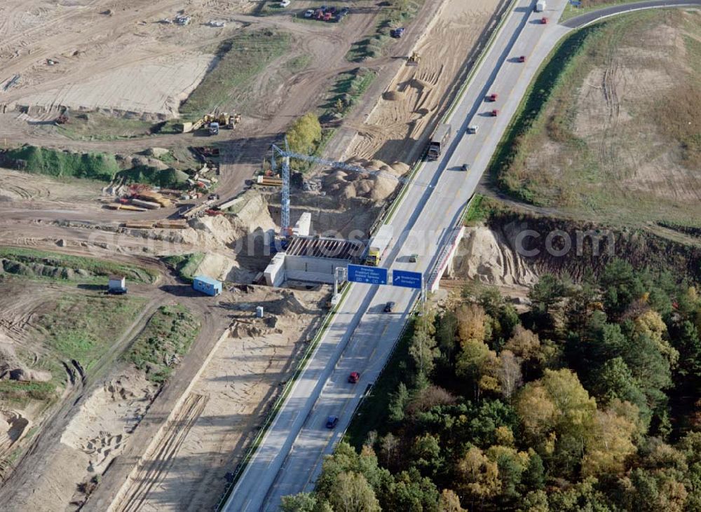 Aerial image Königs Wusterhausen / Brandenburg - Umbau des südlichen Berliner Ringes zwischen Königs Wusterhausen und Zernsdorf - ein Projekt der SCHÄLERBAU BERLIN GmbH.