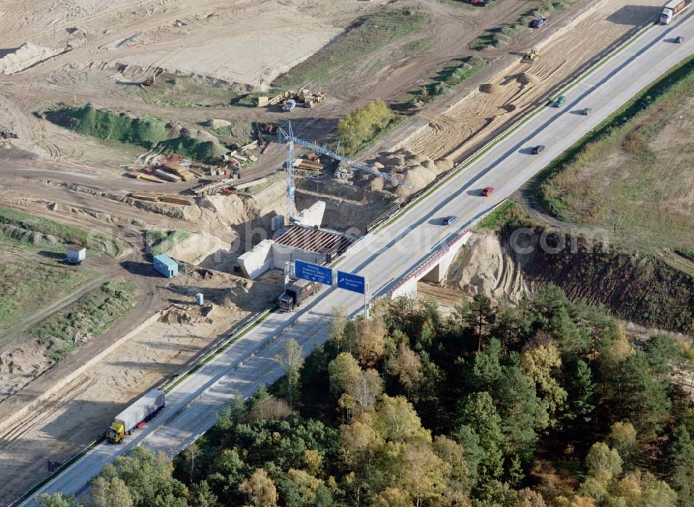 Aerial photograph Königs Wusterhausen / Brandenburg - Umbau des südlichen Berliner Ringes zwischen Königs Wusterhausen und Zernsdorf - ein Projekt der SCHÄLERBAU BERLIN GmbH.