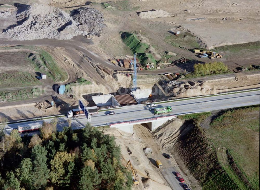 Königs Wusterhausen / Brandenburg from above - Umbau des südlichen Berliner Ringes zwischen Königs Wusterhausen und Zernsdorf - ein Projekt der SCHÄLERBAU BERLIN GmbH.