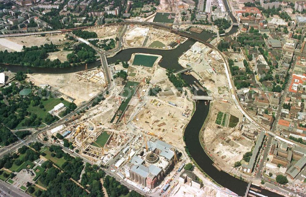 Aerial photograph Berlin - Tiergarten - Umbau des Spreebogens und des Berliner Reichstages